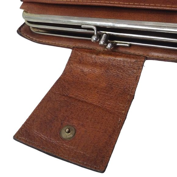 Vintage 70s-80s Levi Strauss & Co Leather Wallet Kiss-Lock Check/Bills Logo Tan - Picture 13 of 13